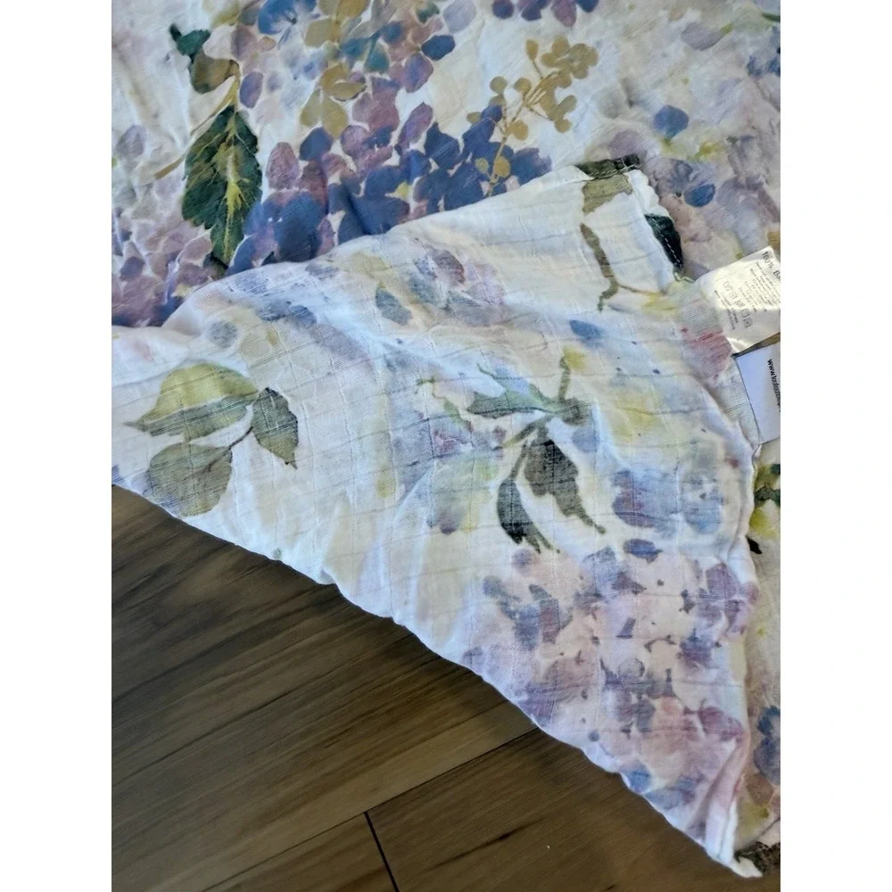 Loulou Lollipop Hydrangea Floral Bamboo Muslin Swaddle Blanket Lovey 44
